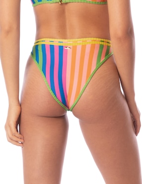 Bikini Maaji estampado a rayas a la cintura para mujer