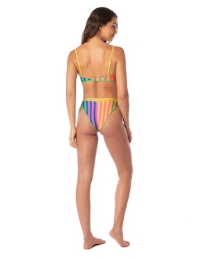 Bikini Maaji estampado a rayas a la cintura para mujer