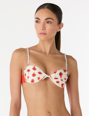 Top bikini Palmacea estampado con copa para mujer