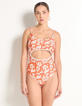 Traje de baño completo Dulzamara estampado hojas para mujer