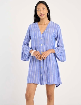 Salida de playa vestido Map con botones para mujer