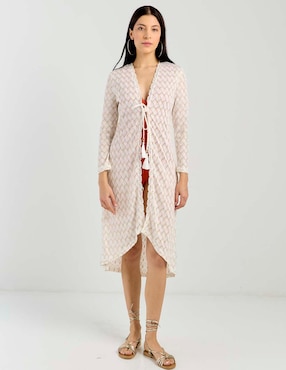 Salida de playa kimono Map con amarre para mujer