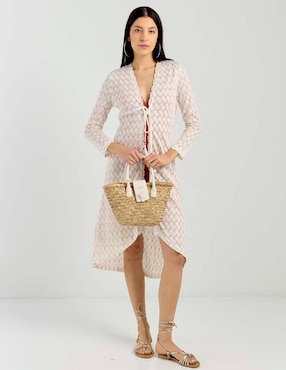 Salida de playa kimono Map con amarre para mujer