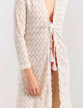 Salida de playa kimono Map con amarre para mujer
