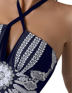 Traje de baño completo Marinity estampado grecas para mujer