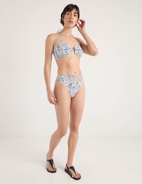 Bikini Map estampado floral a la cintura para mujer
