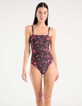Traje de baño completo Map estampado floral para mujer