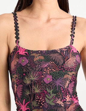 Traje de baño completo Map estampado floral para mujer