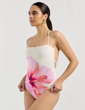 Traje de baño completo Map estampado floral para mujer