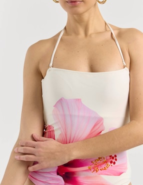 Traje de baño completo Map estampado floral para mujer