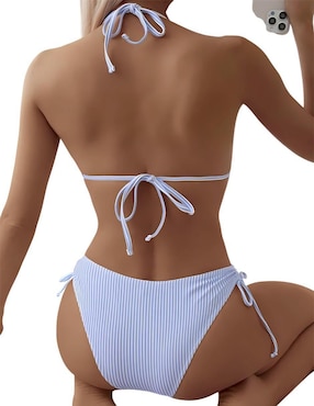 Conjunto bikini Marinity estampado a rayas para mujer