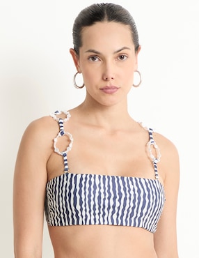 Top bikini Palmacea estampado a rayas para mujer