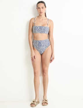 Top bikini Palmacea estampado a rayas para mujer
