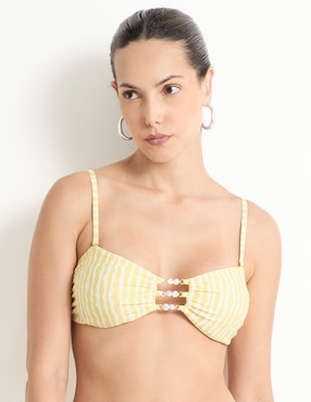 Top bikini Palmacea estampado a rayas con copas para mujer