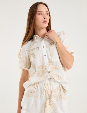Blusa Palmacea manga corta para mujer