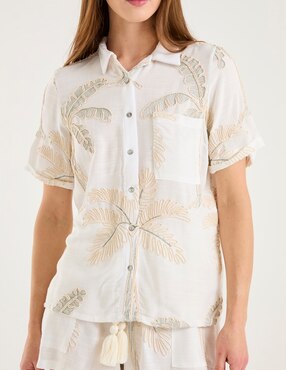 Blusa Palmacea manga corta para mujer