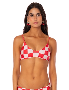Top bikini Maaji estampado a cuadros con copas removibles para mujer