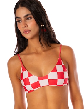 Top bikini Maaji estampado a cuadros con copas removibles para mujer