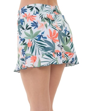 Falda short bikini Fullsand estampado floral a la cintura para mujer