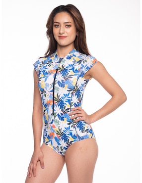 Traje de baño completo Sunskin estampado floral para mujer