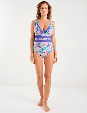 Traje de baño completo Michael David estampado floral para mujer
