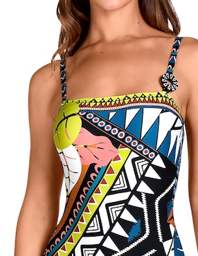 Traje de baño completo estampado étnico para mujer