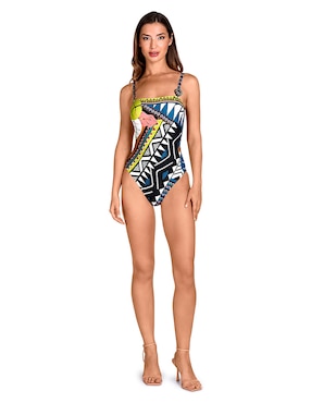 Traje de baño completo estampado étnico para mujer