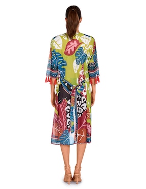 Salida de playa kimono Dolores Cortés con flecos para mujer
