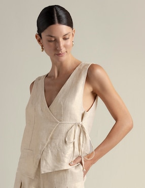 Salida de playa blusa Touche con amarre para mujer