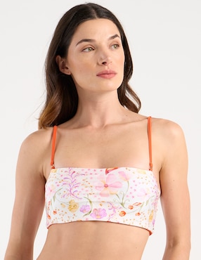 Strapless Map estampado floral con copas para mujer