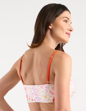 Strapless Map estampado floral con copas para mujer
