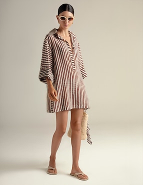 Salida de playa camisa Touche con botones para mujer