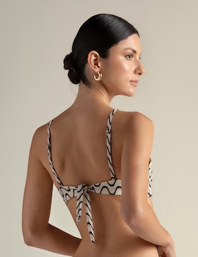 Top bikini Touche estampado geométrico con copas removibles para mujer