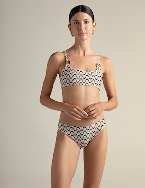 Top bikini Touche estampado geométrico con copas removibles para mujer