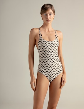 Traje de baño completo Touche estampado geométrico para mujer