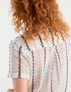 Salida de playa blusa Palmacea manga corta para mujer