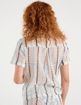 Salida de playa blusa Palmacea manga corta para mujer