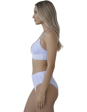 Conjunto bikini Marinity estampado a rayas para mujer