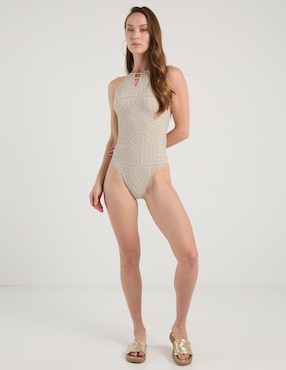 Traje de baño completo Selmark estampado a rayas para mujer