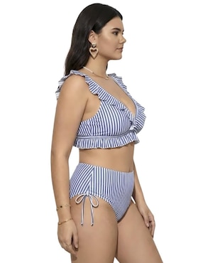 Conjunto bikini Lemonade estampado a rayas para mujer