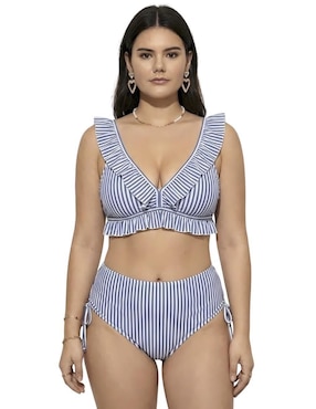 Conjunto bikini Lemonade estampado a rayas para mujer