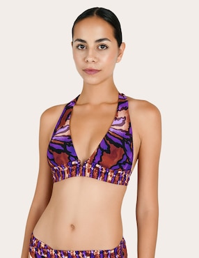 Halter Zingara estampado macroprint con copas removibles para mujer