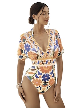 Traje de baño completo Shapely estampado floral para mujer