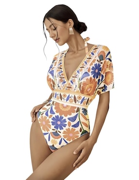 Traje de baño completo Shapely estampado floral para mujer