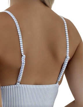 Traje de baño completo Shapely estampado a rayas para mujer
