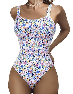 Traje de baño completo Marinity estampado floral para mujer