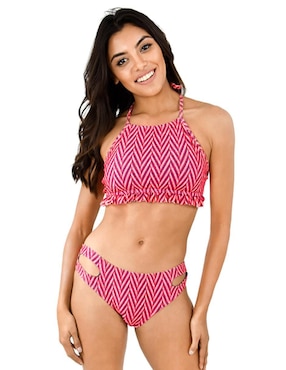 Conjunto Bikini Maxima Swimwear Estampado A Rayas Para Mujer