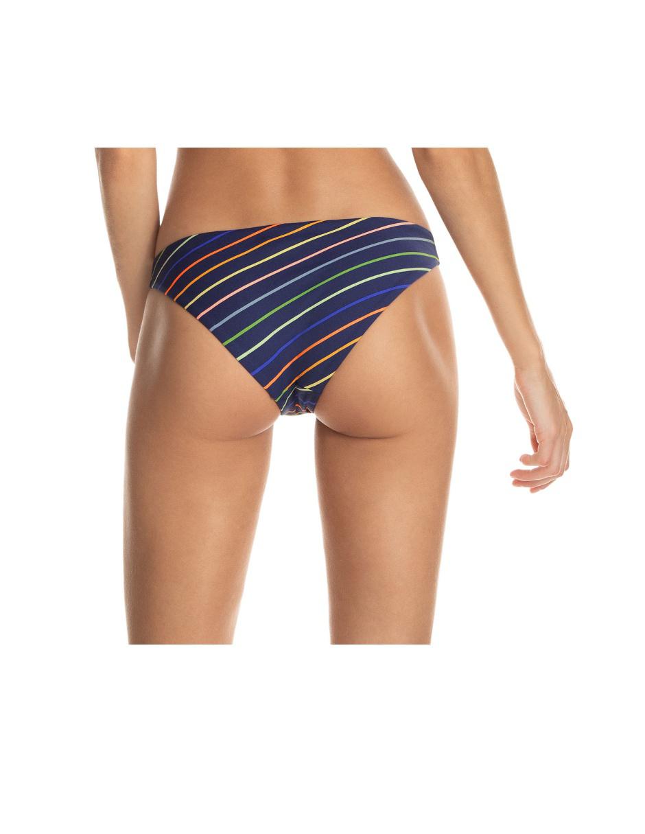 Cheeky bikini estampado a rayas a la cadera para mujer 2