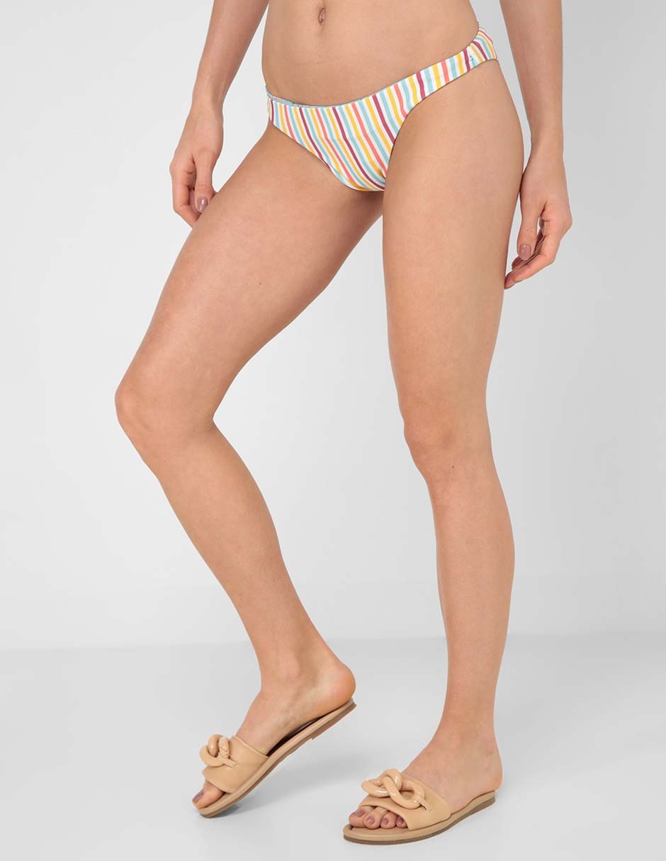 Bikini estampado a rayas a la cintura para mujer 2