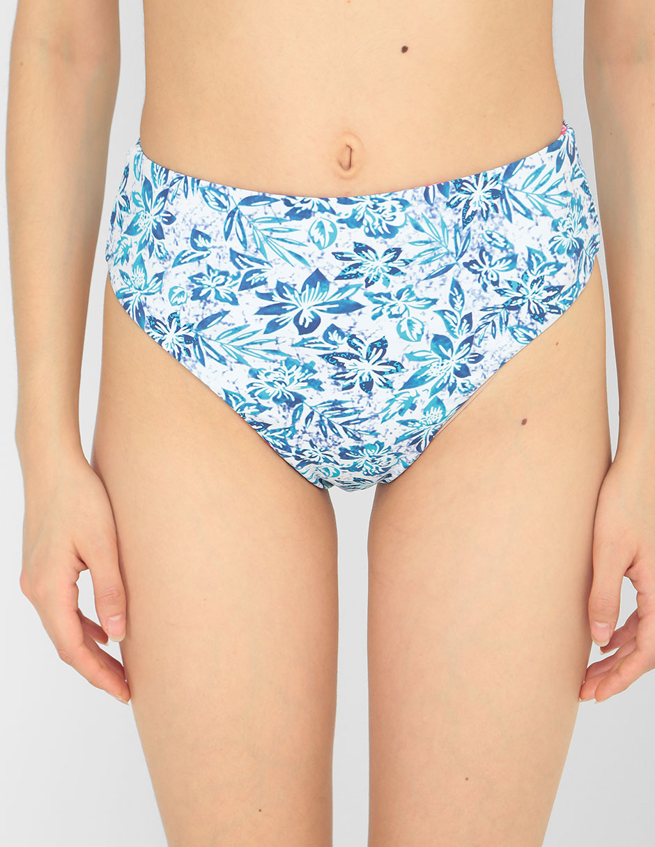 Bikini floral media cintura para mujer